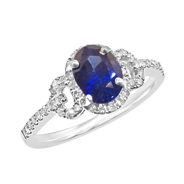 Lady's 14K White Gold Ring w/1 Sapphire & 46 Diamonds Orin Jewelers Northville, MI