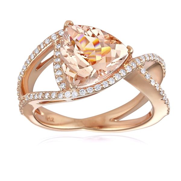 Lady's 14K Rosé Gold Fashion Ring W/1 Morganite & 76 Diamonds Orin Jewelers Northville, MI