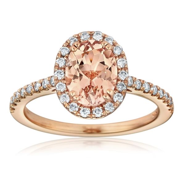 Lady's 14K Rosé Gold Fashion Ring W/1 Morganite & 34 Diamonds Orin Jewelers Northville, MI