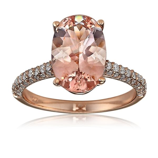 Lady's 14K Rosé Gold Fashion Ring W/1 Morganite & 62 Diamonds Orin Jewelers Northville, MI