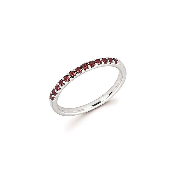 Lady's 14K White Gold Stackable Fashion Ring W/13 Garnets Orin Jewelers Northville, MI