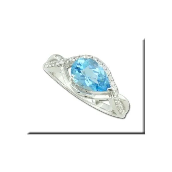 Lady's 14K White Gold Ring W/1 Topaz & 24 Diamonds Orin Jewelers Northville, MI