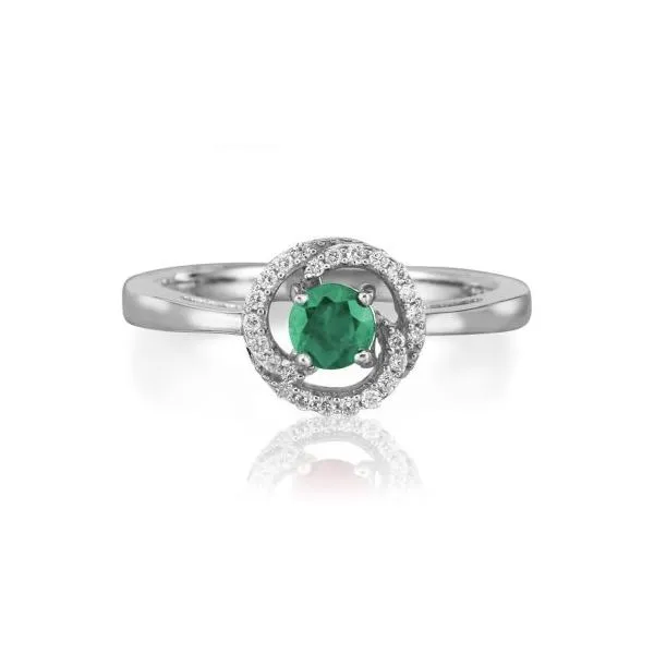 Lady's 14K White Gold Ring W/1 Emerald & 13 Diamonds Orin Jewelers Northville, MI