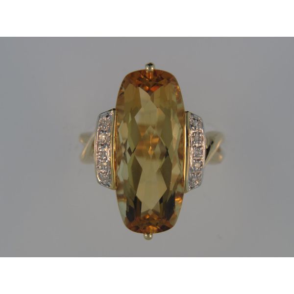 ESTATE COLLECTION - Lady's 14K Yellow Gold Ring W/1 Citrine & 10 Diamonds Orin Jewelers Northville, MI