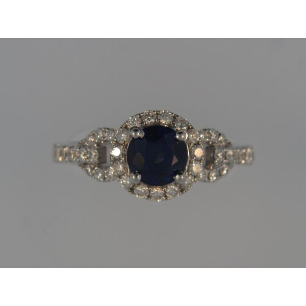 Lady's 18K White Gold Ring W/1 Sapphire & 39 Diamonds Orin Jewelers Northville, MI