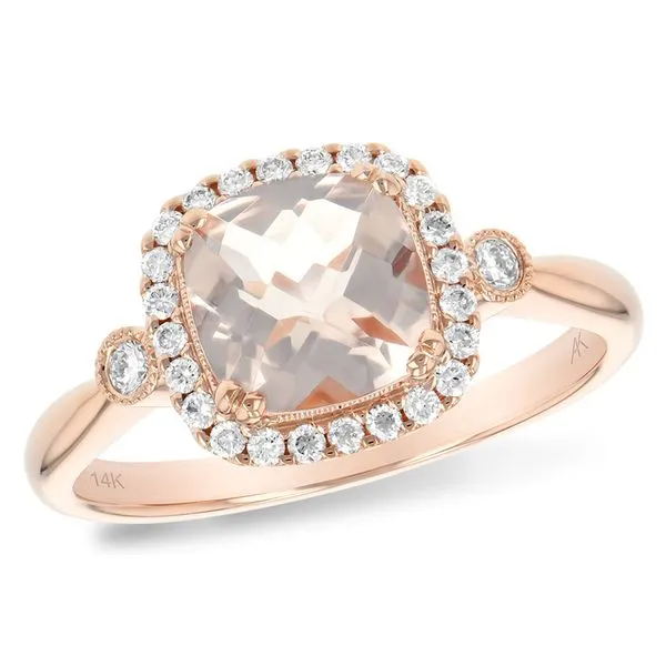 Lady's 14K Rosé Gold Fashion Ring w/1 Morganite & 26 Diamonds Orin Jewelers Northville, MI