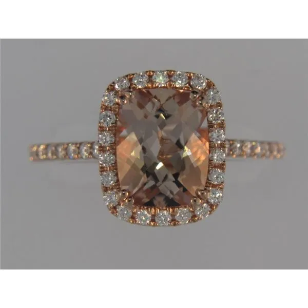 Lady's 14K Gold Fashion Ring W/1 Morganite & 38 Diamonds Orin Jewelers Northville, MI