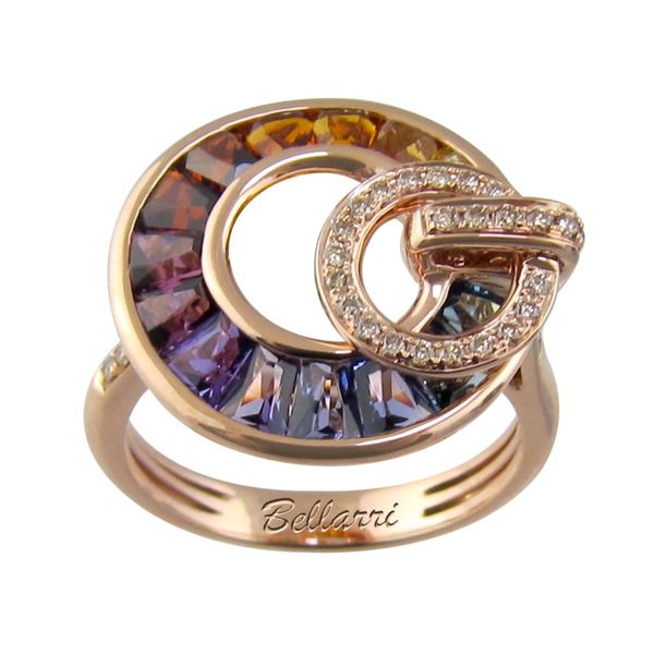 Lady's 14K Rosé Gold Fashion Ring w/29 Diamonds & 15 Colored Stones Orin Jewelers Northville, MI