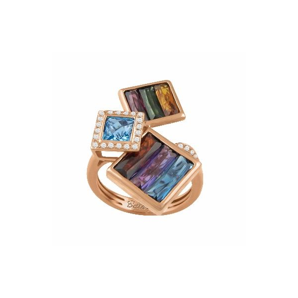 Lady's 14K Rosé Gold Rhapsody Fashion Ring w/30 Diamonds & 7 Colored Stones Orin Jewelers Northville, MI