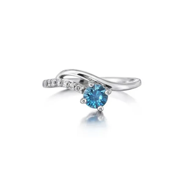 Lady's 14K White Gold Fashion Ring W/1 Blue Topaz & 6 Diamonds Orin Jewelers Northville, MI