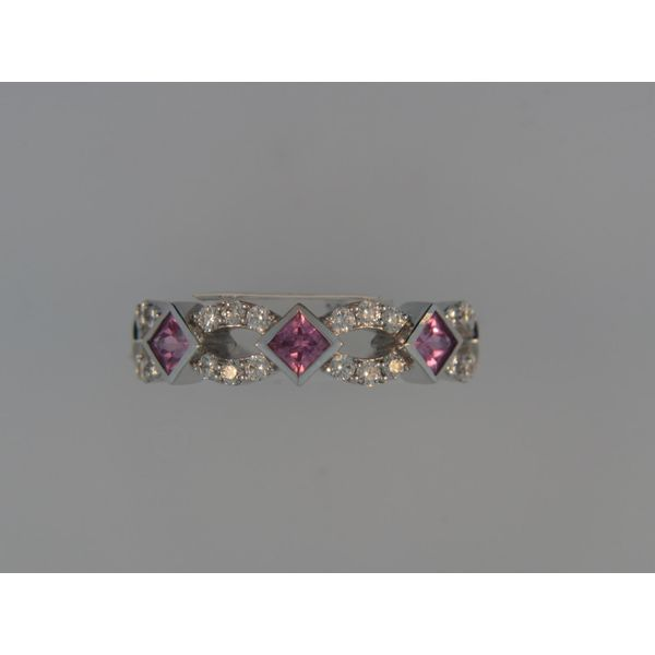 Lady's 18K White Gold Fashion Ring W/3 Pink Sapphires & 24 Diamonds Orin Jewelers Northville, MI