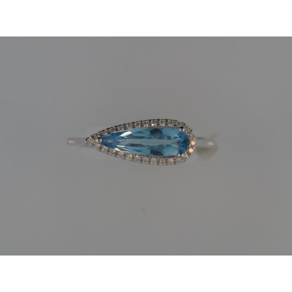 Lady's 14K White Gold Fashion Ring w/1 Blue Topaz & 28 Diamonds Orin Jewelers Northville, MI