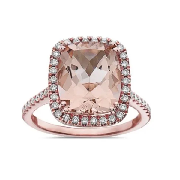 Lady's 14K Rosé Gold Fashion Ring w/1 Morganite & 48 Diamonds Orin Jewelers Northville, MI