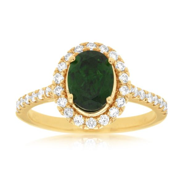 Lady's 14K Yellow Gold Fashion Ring w/1 Chrome Diopside & 34 Diamonds Orin Jewelers Northville, MI