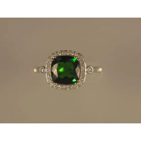 Lady's 14K White Gold Fashion Ring w/1 Chrome Diopside & 30 Diamonds Orin Jewelers Northville, MI