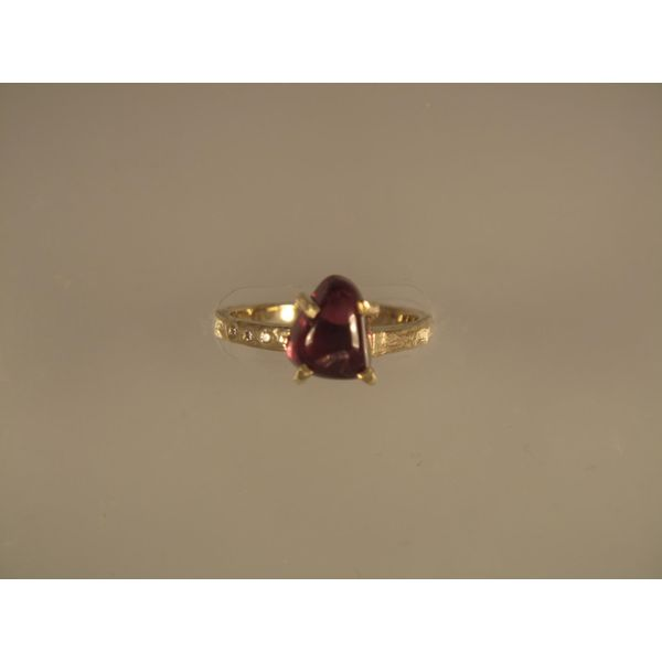 Lady's 14K Yellow Gold Fashion Ring w/1 Purple Garnet & 3 Diamonds Orin Jewelers Northville, MI