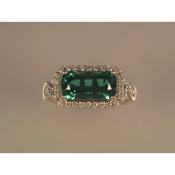 Lady's 14K White Gold Fashion Ring w/1 Mint Tourmaline & 42 Diamonds Orin Jewelers Northville, MI