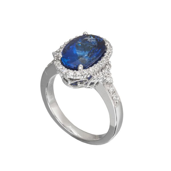 Lady's 18k White Gold Ring With Oval Tanzanite & 38 Diamonds Orin Jewelers Northville, MI