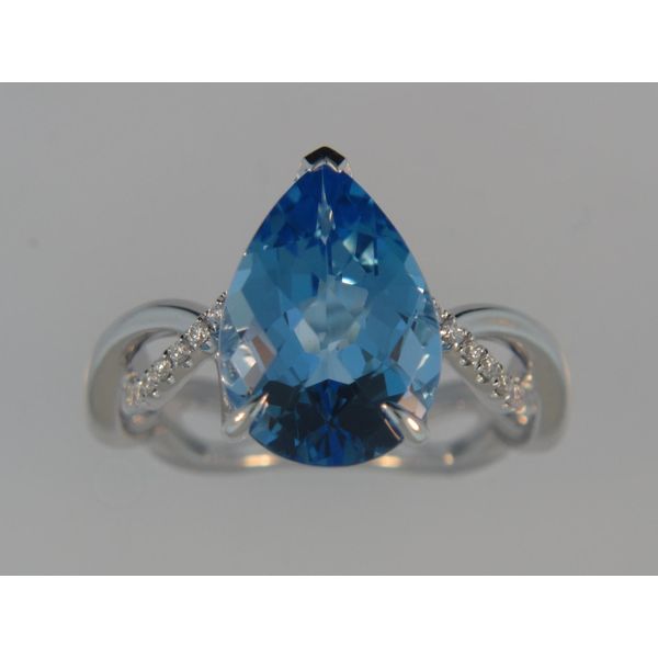 Lady's 14K White Gold Fashion Ring w/1 Blue Topaz & 36 Diamonds Orin Jewelers Northville, MI