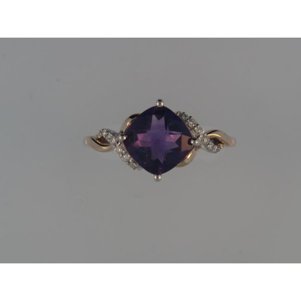 Lady's 14K Two Tone Gold Fashion Ring w/1 Amethyst & 12 Diamonds Orin Jewelers Northville, MI