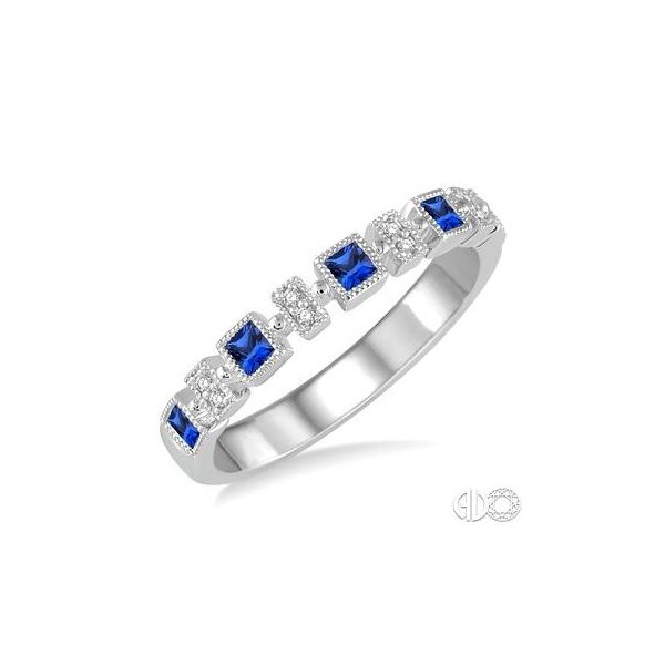 14k White Gold Ring With 5 Sapphires & 8 Diamonds Orin Jewelers Northville, MI