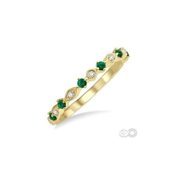 14k Yellow Gold Fashion Ring With 7 Diamonds & 6 Emeralds Orin Jewelers Northville, MI