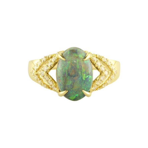 18k Yellow Gold Australian Black Opal & Diamond Ring Orin Jewelers Northville, MI
