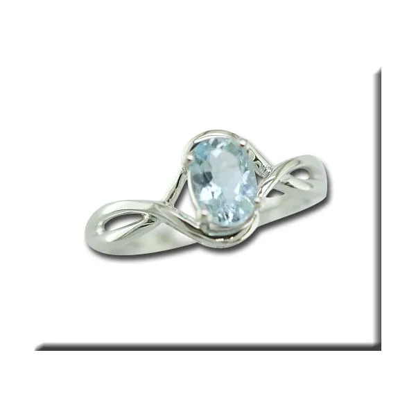 Lady's White 14 Karat Fashion Ring With One Aquamarine Orin Jewelers Northville, MI