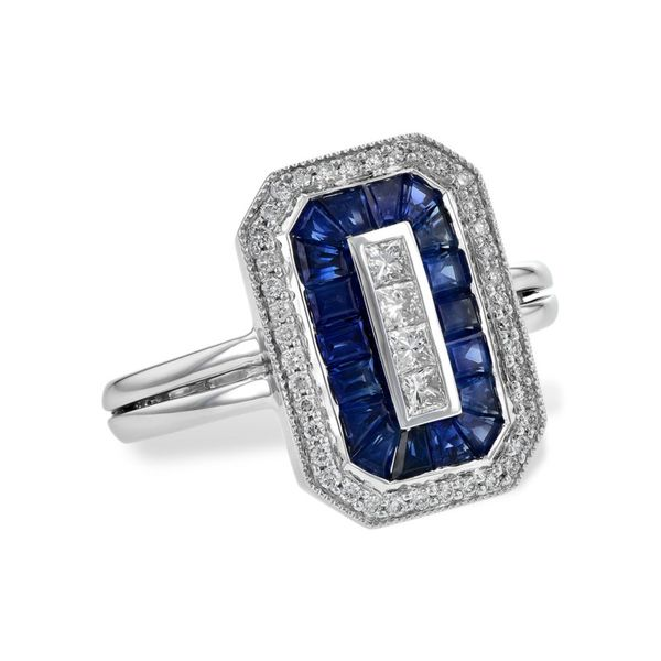 Lady's White Gold 14 Karat Fashion Ring w/44 Diamonds & 18 Sapphires Orin Jewelers Northville, MI