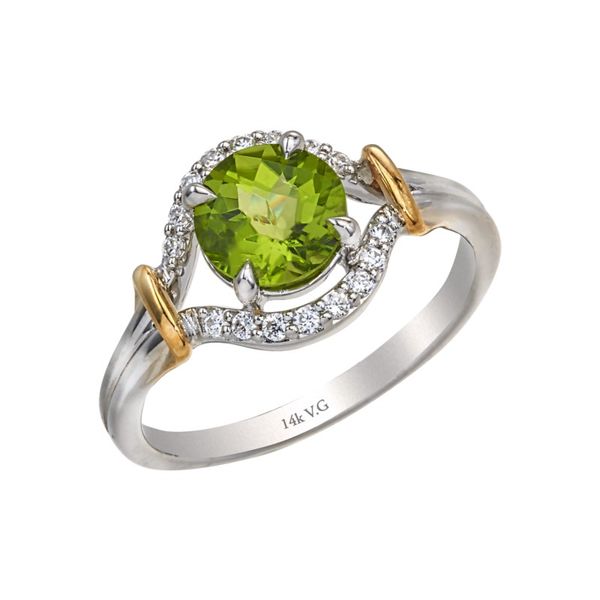 Lady's 14K Two Tone Gold Fashion Ring w/1 Peridot & 16 Diamonds Orin Jewelers Northville, MI