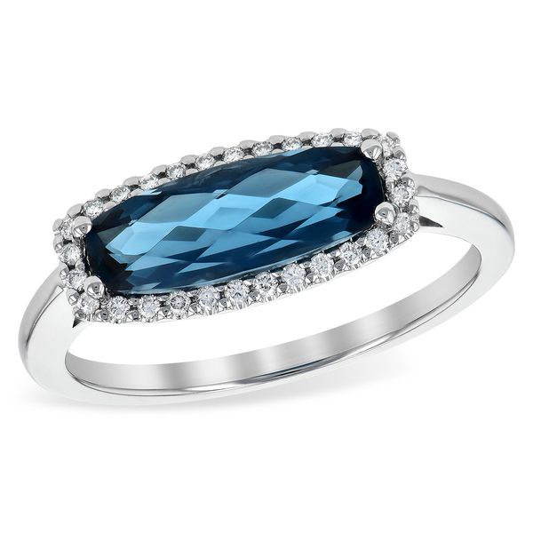 14k White Gold Ring With Blue Topaz & 28 Diamonds Orin Jewelers Northville, MI