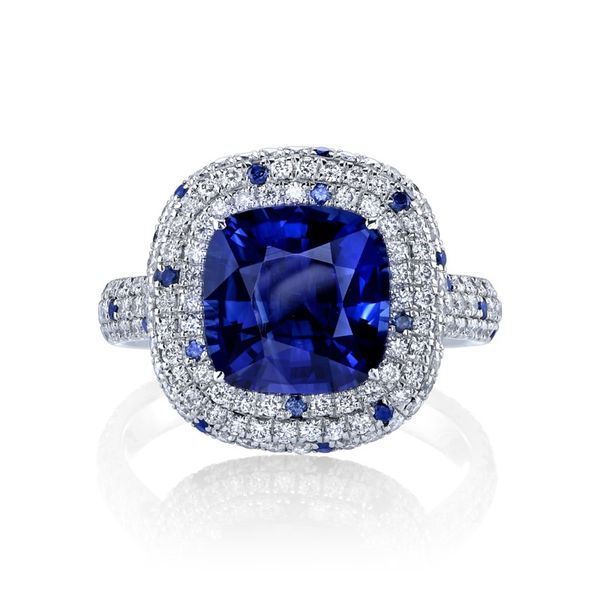 Lady's Platinum Ring With Blue Sapphires and Diamonds Orin Jewelers Northville, MI