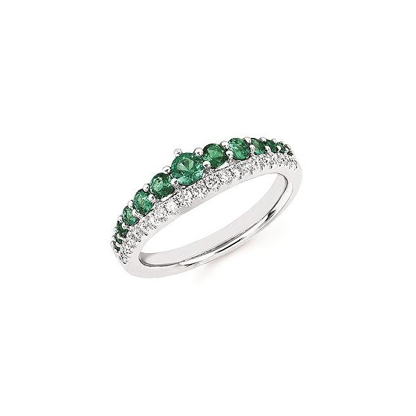 Lady's White Gold 14 Karat Fashion Ring With Emeralds & Diamonds Orin Jewelers Northville, MI