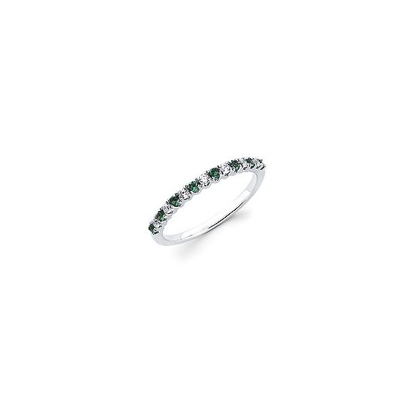 Lady's White Gold 14 Karat Fashion Ring With Diamonds & Lab Created Emeralds Orin Jewelers Northville, MI