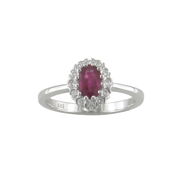 14k White Gold Ruby & Diamond Ring Orin Jewelers Northville, MI