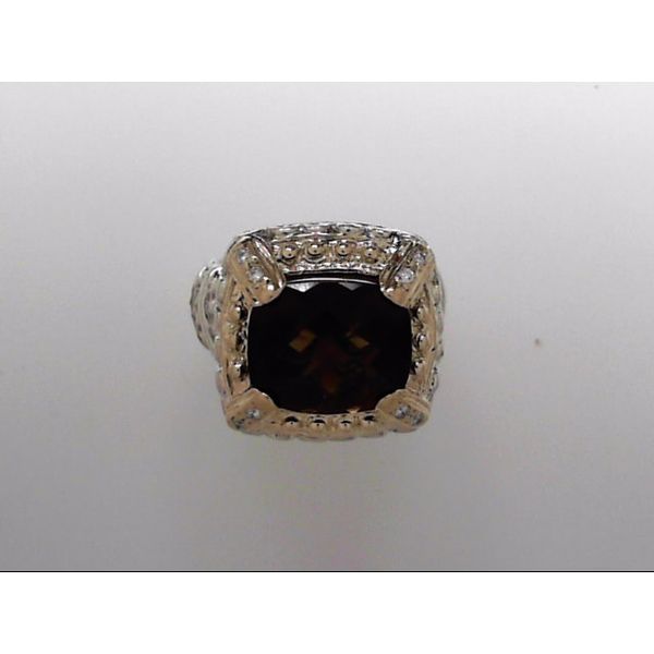 Sterling Silver & 14k Ring With Cognac Quartz, & 8 Diamonds Orin Jewelers Northville, MI