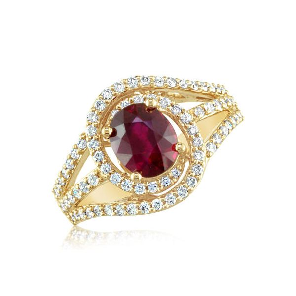 18k Yellow Gold Ruby & Diamond Ring Orin Jewelers Northville, MI