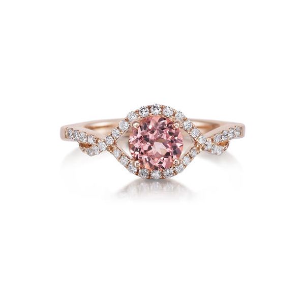 Lady's 14K Rosé Gold Fashion Ring w/1 Lotus Garnet & 34 Diamonds Orin Jewelers Northville, MI