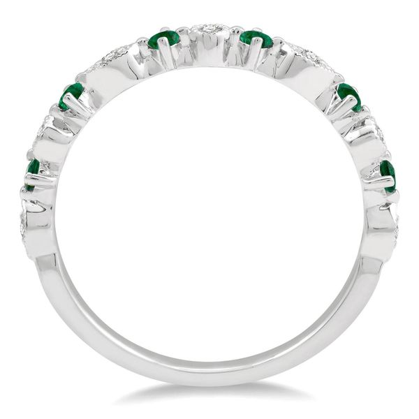 14k White Gold Fashion Ring With 7 Diamonds & 6 Emeralds Image 2 Orin Jewelers Northville, MI