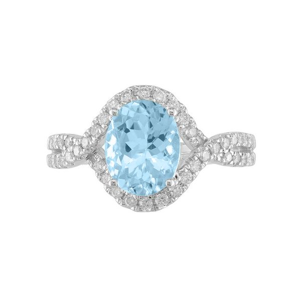Lady's 14k White Gold Ring With Aquamarine & 40 Diamonds Orin Jewelers Northville, MI