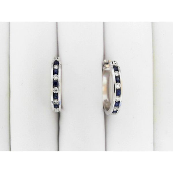 Lady's 14K White Gold Earrings w/8 Diamonds & 10 Sapphires Orin Jewelers Northville, MI
