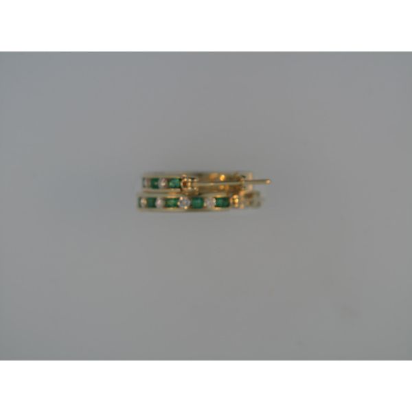Lady's 14K Yellow Gold Earrings w/8 Diamonds & 10 Emeralds Orin Jewelers Northville, MI