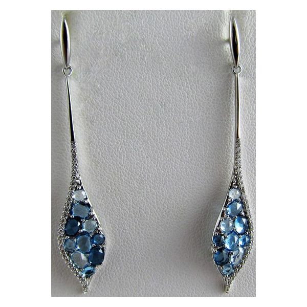 Lady's 14K White Gold Earrings w/20 Blue Topazs & 62 Diamonds Orin Jewelers Northville, MI