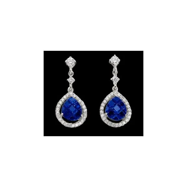 Lady's 18K White Gold Earrings w/18 Sapphires & 54 Diamonds Orin Jewelers Northville, MI