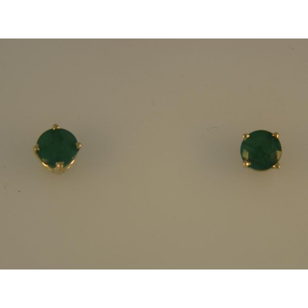 Lady's 14K White Gold Stud Earrings W/2 Emeralds Orin Jewelers Northville, MI