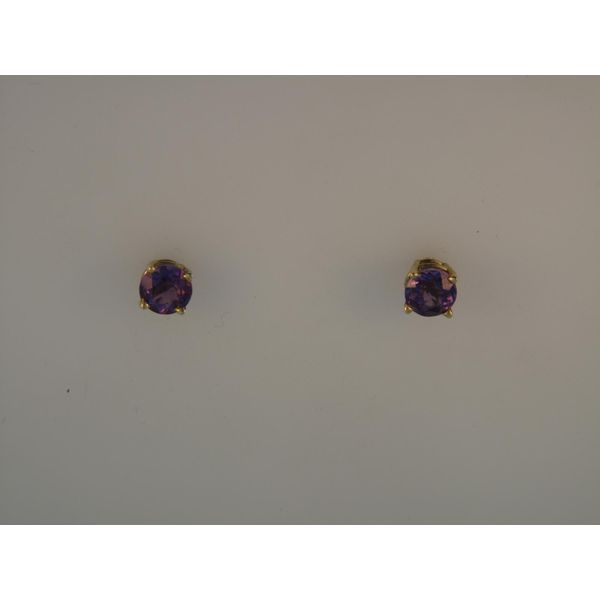 Lady's 14K Yellow Gold Stud Earrings W/2 Amethysts Orin Jewelers Northville, MI