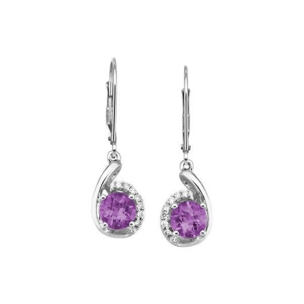 Lady's 14K White Gold Earrings W/2 Amethysts & 14 Diamonds Orin Jewelers Northville, MI