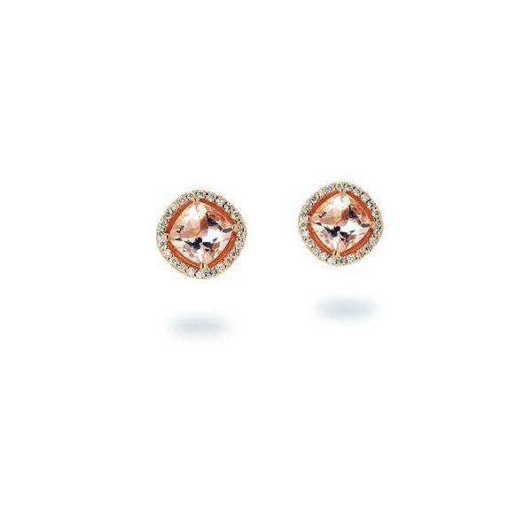 Lady's 14K Two Tone Gold Earrings W/2 Morganites & 48 Diamonds Orin Jewelers Northville, MI
