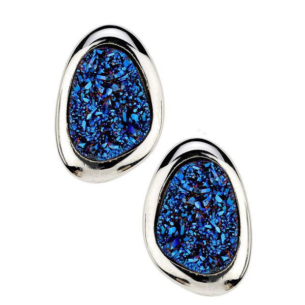 Lady's SS & Blue Drusy Wanda Earrings Orin Jewelers Northville, MI