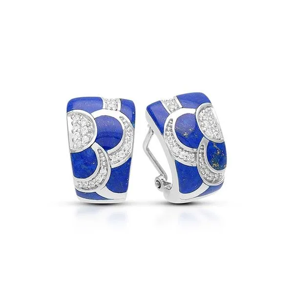 Lady's Sterling Silver Adina Earrings w/Genuine Lapis & CZs Orin Jewelers Northville, MI